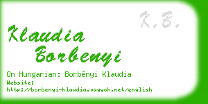 klaudia borbenyi business card